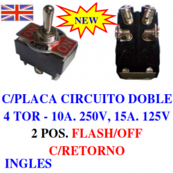 INTERRUPTOR REVERSOR 125-250V,15A-10A,FLASH/OFF,4T