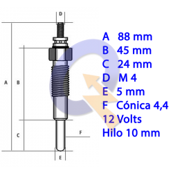 BUJIA INCANDESCENTE 12V, KIA BESTA