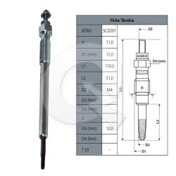 BUJIA INCANDESCENTE 11V, L200, KATANA, MONTERO