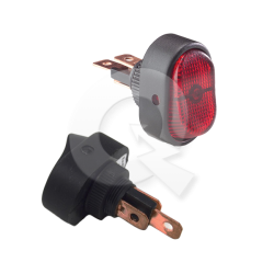 INTERRUPTOR OVALADO 12V 30A, ON/OFF, 3T, LED ROJO
