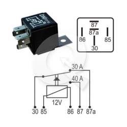 RELAY REVERSOR AUXILIAR 12V 40/30A, 5T,VENTILAD