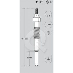 BUJIA INCANDESCENTE 11V, TOYOTA, HILUX, 4RUNNER