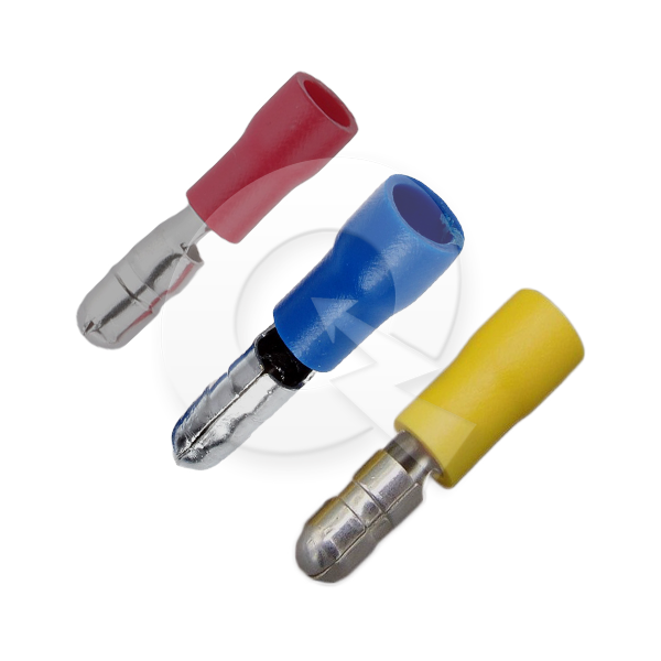 TERMINAL TIPO BANANA FORRADO MACHO, AMARILLO