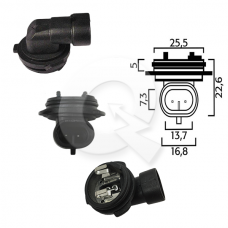 SOQUETE AMPOLLETA H1, 2 PIN, CURVO