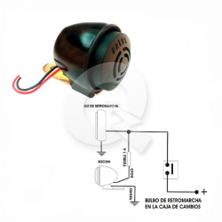 BOCINA MINI RETROCESO 12V, CAMIONES,BUS, GRUAS,