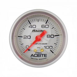 MARCADOR PRESION ACEITE MECANICO 100 Psi, PLATA
