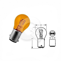 AMPOLLETA GLOBO 12V 21/5W, (BAY15d), AMBAR