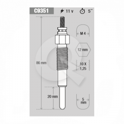 BUJIA INCANDESCENTE 11V, HYUNDAI, MITSUBISHI, L200