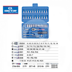 JUEGO DADOS HEX STD Y PUNTA 1/4', 46 PIEZAS