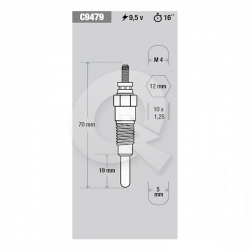 BUJIA INCANDESCENTE 9.5V, NISSAN, PATROL, PICK-UP