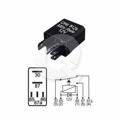 RELAY MINI INVERSOR, 12V 30/20A, 5T, C/DIODO, GRAL