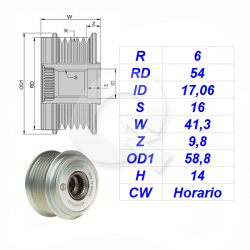 POLEA RUEDA LIBRE 6PK, BRILLIANCE, OPEL, ASTRA