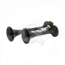BOCINA DE AIRE NEGRA 24V 110db, 2 CORNETAS