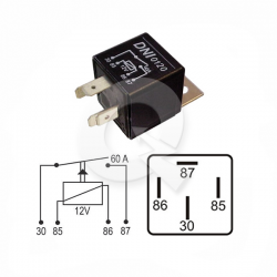 RELAY AUXILIAR,12V 60A, 4T, USO GENERAL