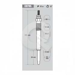 BUJIA INCANDESCENTE 11V, CITROEN, FIAT, FORD