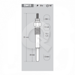 BUJIA INCANDESCENTE 9V, ISUZU,TROPPER, OPEL, CORSA