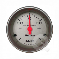 AMPERIMETRO, 50A, Ø 52mm, PLATA, RACING
