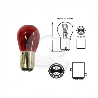 AMPOLLETA GLOBO 24V 21/5W (BAY15d), ROJA