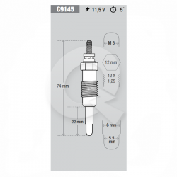 BUJIA INCANDESCENTE 11.5V,SPRINTER,VITO,KORANDO