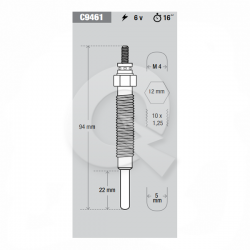 BUJIA INCANDESCENTE 6V, GALANT, L300, PAJERO, TRUC