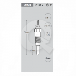 BUJIA INCANDESCENTE 10.5V, KUBOTA, NISSAN, YANMAR