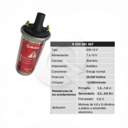 BOBINA ENCENDIDO ELECTRONICO , ROJA