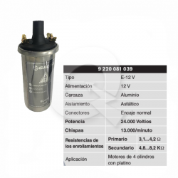 BOBINA ENCENDIDO  C/RESISTENCIA, C/PLATINO