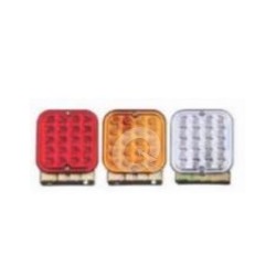 FAROL CUADRADO 24V, 20 LED, 120x140mm, ROJO