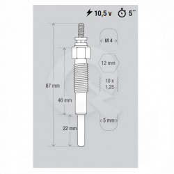 BUJIA INCANDESCENTE 10,5V, KIA, FORD, HYUNDAI