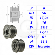 POLEA RUEDA LIBRE, 6PK, MAXUS,GOLF,PASSAT