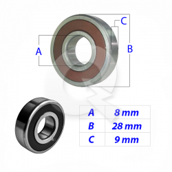 RODAMIENTO 638-2RS-C3,CAE,CAT,KUBOTA,HYSTER,YALE