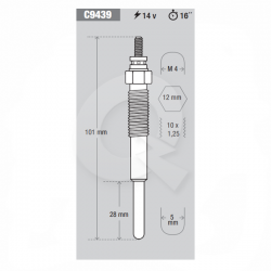 BUJIA INCANDESCENTE 14V, TOYOTA, HINO, DAIHATSU