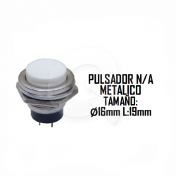 BOTON METALICO, 12-24V, 2T, (N/A), BLANCO