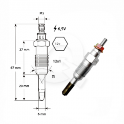 BUJIA INCANDESCENTE 6.5V, NISSAN, MAXIMA, LAUREL