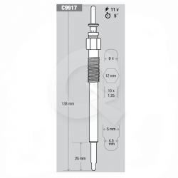 BUJIA INCANDESCENTE 11V, CORSA, ASTRA, VECTRA