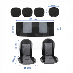 FUNDA ASIENTO, 8 PIEZAS, GRIS/NEGRO