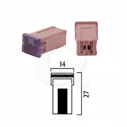 FUSIBLE HEMBRA MINI 30A, 32V (14 x 27), ROSADO