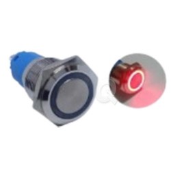 BOTON PARTIDA METALICO 12-24VDC 5P NC/NA LED ROJO