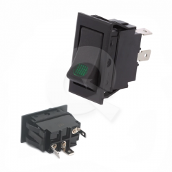 INTERRUPTOR RECTANGULAR 12V 3T, ON/OFF, LED VERDE