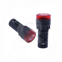 LUZ PILOTO 12V, CON ALARMA SONORA, ROJO