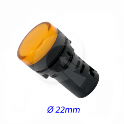 LUZ PILOTO LED, 12Vac/Vcc,  IP65, Ø22mm, AMBAR