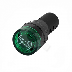 LUZ PILOTO 24V, CON ALARMA SONORA, VERDE
