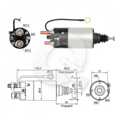SOLENOIDE 12V, CATERPILLAR, CUMMINS, VOLVO