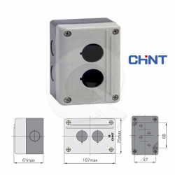 CAJA TERMOPLASTICA 2P Ø22.5mm, IP54, GRIS ó AMARIL
