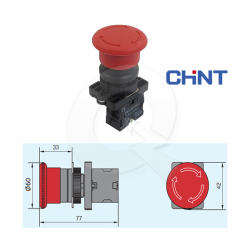 PARADA EMERGENCIA 240V, Ø 40mm, 1NC, 22.5mm CHINT