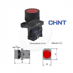 PULSADOR PLANO ROJO CONTACTO MODULAR NC Ø22mm
