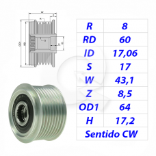 POLEA RUEDA LIBRE 8PK, DODGE, RAM