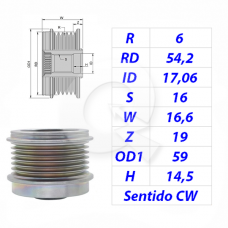 POLEA RUEDA LIBRE 6PK, FORD, EDGE, FOCUS, TRANSIT