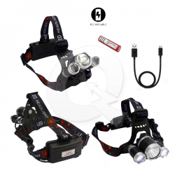 LINTERNA MINERO, 3 LED,  RECARGABLE