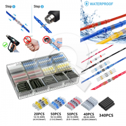 KIT CONECTORES TERMORETRACTILES SOLDABLES,500 PCS